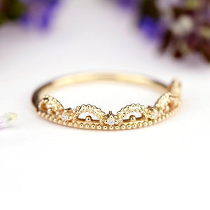 unique wedding ring, Filigree Wedding band, Engagement ring, diamond wedding band, vintage ring, filigree engagement, thin wedding band - NOOI JEWELRY