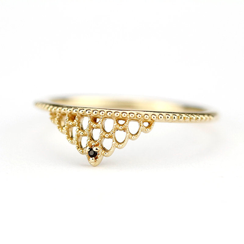 minimalist engagement ring, Filigree Wedding band, Engagement ring, diamond wedding band, vintage ring, filigree engagement, thin band - NOOI JEWELRY