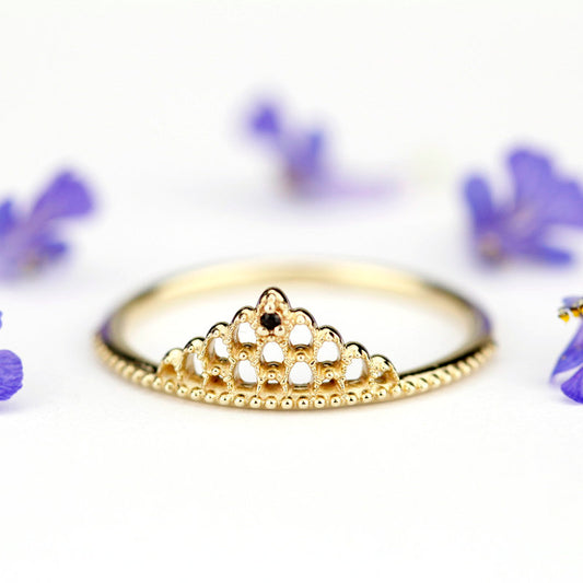 minimalist engagement ring, Filigree Wedding band, Engagement ring, diamond wedding band, vintage ring, filigree engagement, thin band - NOOI JEWELRY