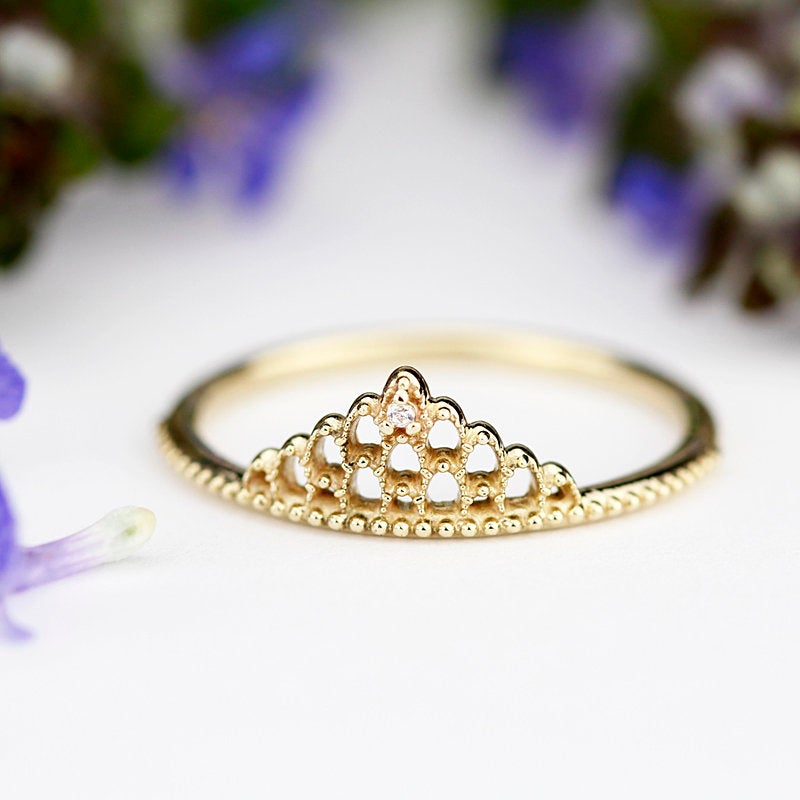 filigree wedding band with diamond - NOOI JEWELRY