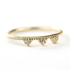 White diamond wedding band | Stackable dainty engagement ring - NOOI JEWELRY