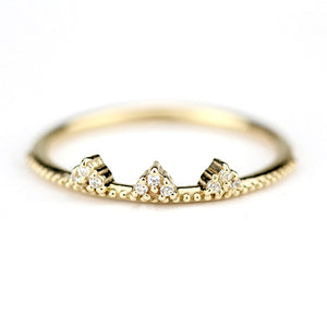 White diamond wedding band | Stackable dainty engagement ring - NOOI JEWELRY