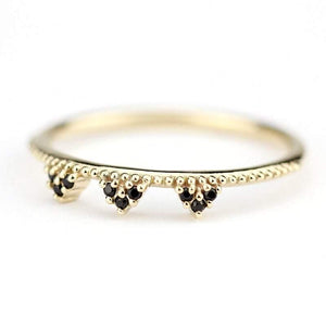 delicate engagement ring, minimalist engagement ring, anniversary ring, black diamond wedding band, engagement ring black diamond, stackable - NOOI JEWELRY