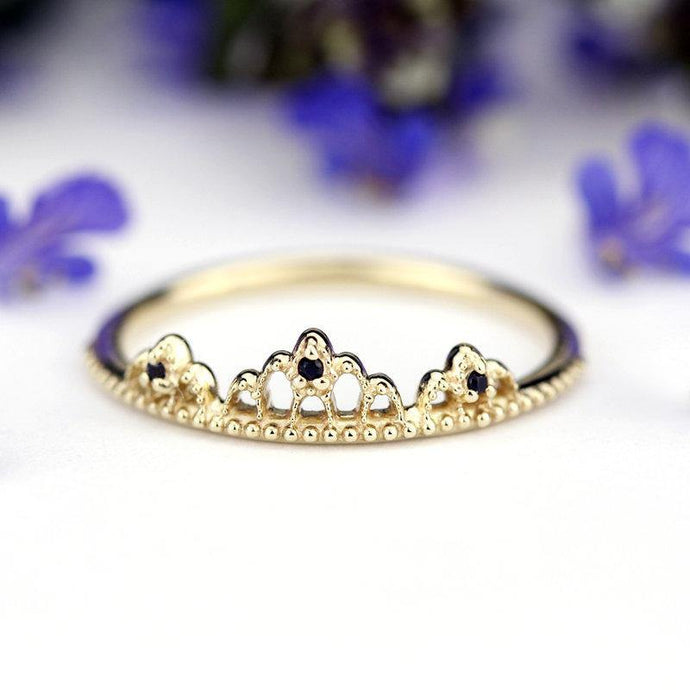 delicate engagement ring, minimalist engagement ring, anniversary ring, black diamond wedding band, engagement ring black diamond, dainty R 211BD - NOOI JEWELRY