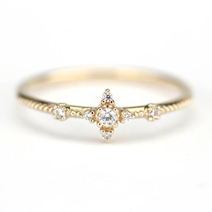 Diamond cluster engagement ring | Delicate engagement ring - NOOI JEWELRY