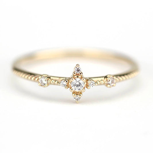 Diamond cluster engagement ring | Delicate engagement ring - NOOI JEWELRY