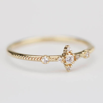Diamond cluster engagement ring | Delicate engagement ring - NOOI JEWELRY