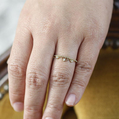 minimalist engagement ring, delicate engagement ring, anniversary ring, diamond wedding band, engagement ring, delicate diamond ring | R211WD - NOOI JEWELRY