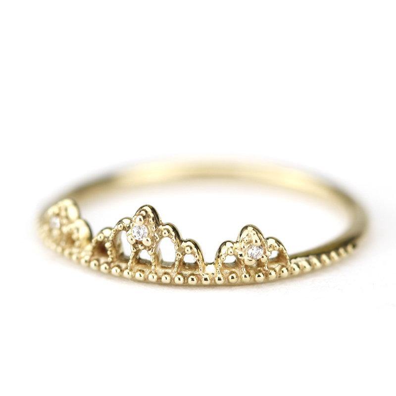 minimalist engagement ring, delicate engagement ring, anniversary ring, diamond wedding band, engagement ring, delicate diamond ring | R211WD - NOOI JEWELRY