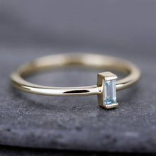 Load image into Gallery viewer, small baguette engagement ring |Blue topaz baguette ring - NOOI JEWELRY
