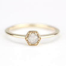 Load image into Gallery viewer, Hexagonal diamond engagement ring | Rustic diamond engagement ring - NOOI JEWELRY