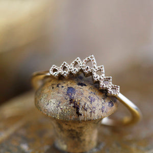 Wedding Band, Curved Wedding Band, Curved Band, Gold Wedding Band, Crown Wedding Ring, Gold Curved Band, Wedding Ring Set, laces Band - NOOI JEWELRY