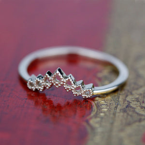Wedding Band, Curved Wedding Band, Curved Band, Gold Wedding Band, Crown Wedding Ring, Gold Curved Band, Wedding Ring Set, laces Band - NOOI JEWELRY