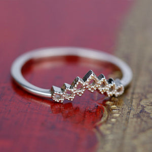 Wedding Band, Curved Wedding Band, Curved Band, Gold Wedding Band, Crown Wedding Ring, Gold Curved Band, Wedding Ring Set, laces Band - NOOI JEWELRY