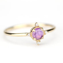 Load image into Gallery viewer, Rose cut amethyst and diamond engagement ring, cluster ring amethyst and diamond - NOOI JEWELRY