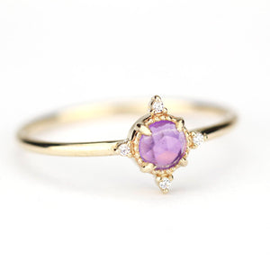 Rose cut amethyst and diamond engagement ring, cluster ring amethyst and diamond - NOOI JEWELRY
