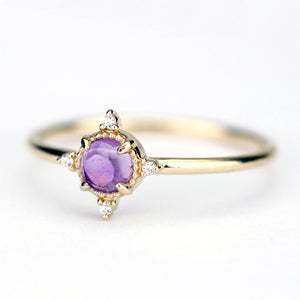 Rose cut amethyst and diamond engagement ring, cluster ring amethyst and diamond - NOOI JEWELRY