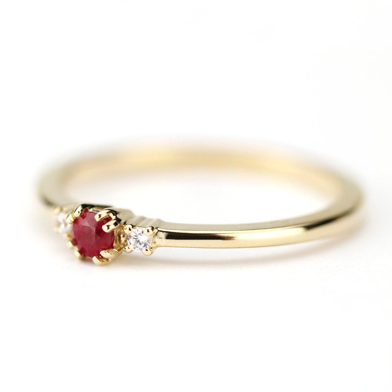 ruby and diamond engagement ring unique - NOOI JEWELRY