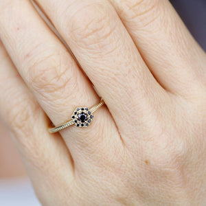 engagement ring, hexagonal ring, wedding band curved, black diamond engagement ring, diamond ring, wedding ring set, diamond, wedding ring - NOOI JEWELRY