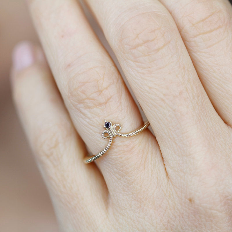 engagement ring, hexagonal ring, wedding band curved, black diamond engagement ring, diamond ring, wedding ring set, diamond, wedding ring - NOOI JEWELRY