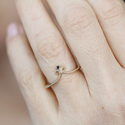 engagement ring, hexagonal ring, wedding band curved, black diamond engagement ring, diamond ring, wedding ring set, diamond, wedding ring - NOOI JEWELRY