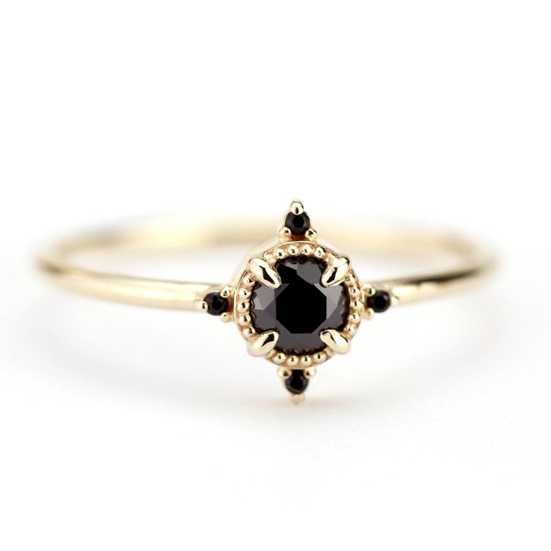 diamond ring, black diamond ring, wedding set, wedding ring, engagement ring, promise ring, wedding band, anniversary ring | R 214 R 213 BD - NOOI JEWELRY
