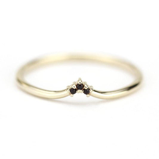 chevron band, delicate ring, wedding band, wedding ring, black diamond ring, chevron band, stacking band, engagement ring, wedding | R 215BD - NOOI JEWELRY