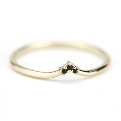 chevron band, delicate ring, wedding band, wedding ring, black diamond ring, chevron band, stacking band, engagement ring, wedding | R 215BD - NOOI JEWELRY