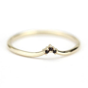 chevron band, delicate ring, wedding band, wedding ring, black diamond ring, chevron band, stacking band, engagement ring, wedding | R 215BD - NOOI JEWELRY