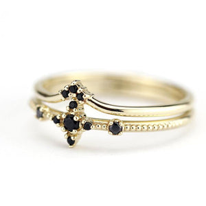 wedding ring set, diamond ring, black diamond ring, wedding ring, engagement ring, promise ring, wedding band, chevron band R198 R215 BD - NOOI JEWELRY