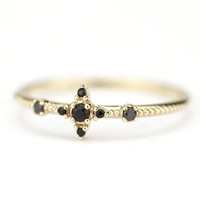wedding ring set, diamond ring, black diamond ring, wedding ring, engagement ring, promise ring, wedding band, chevron band R198 R215 BD - NOOI JEWELRY
