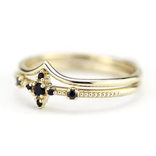 Load image into Gallery viewer, black diamond ring, wedding ring set, diamond ring, wedding ring, engagement ring, promise ring, wedding band, chevron band R 214 R 212 - NOOI JEWELRY