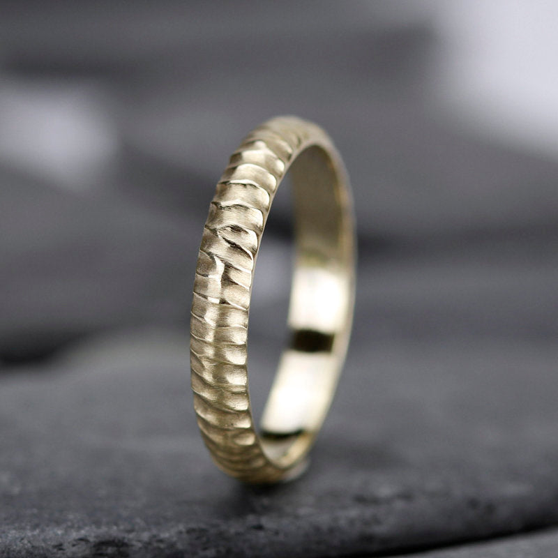 wedding band, gold wedding band, Wedding Band Ring, Mens Wedding ring, 18k Wedding Band, Organic 18k Gold Wedding Ring - NOOI JEWELRY