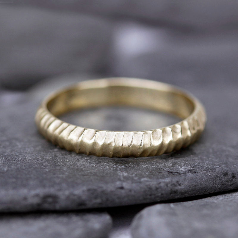 wedding band, gold wedding band, Wedding Band Ring, Mens Wedding ring, 18k Wedding Band, Organic 18k Gold Wedding Ring - NOOI JEWELRY