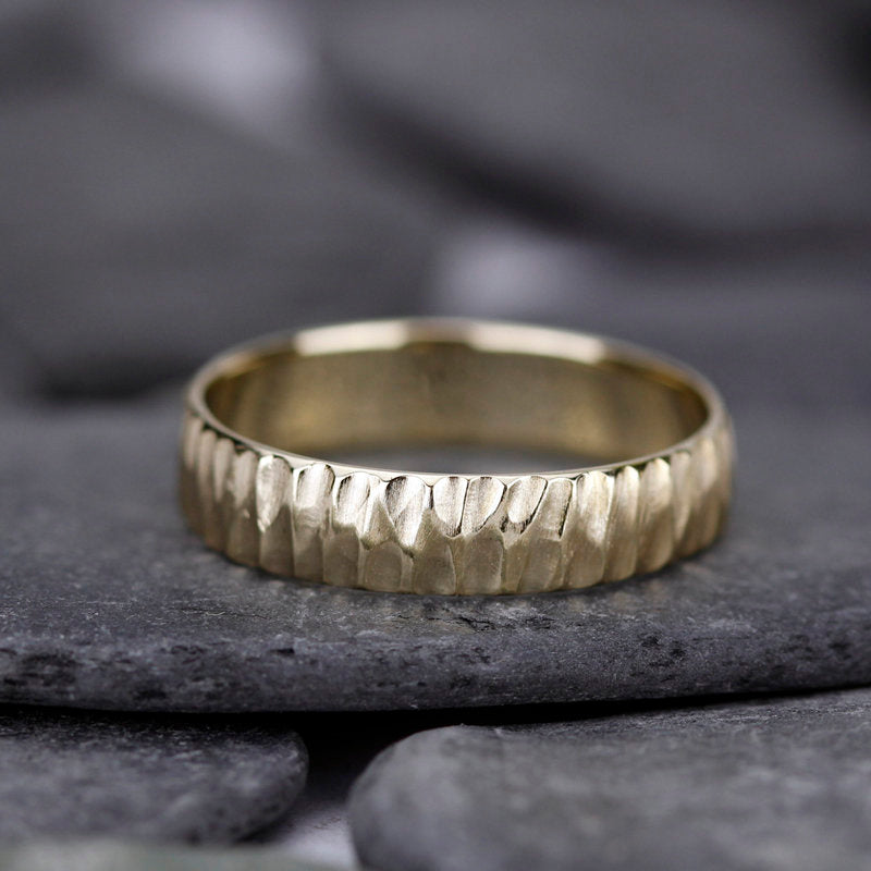 wedding band, gold wedding band, Wedding Band Ring, Mens Wedding ring, 18k Wedding Band,rustic wedding band, Organic 18k Gold Wedding Ring - NOOI JEWELRY