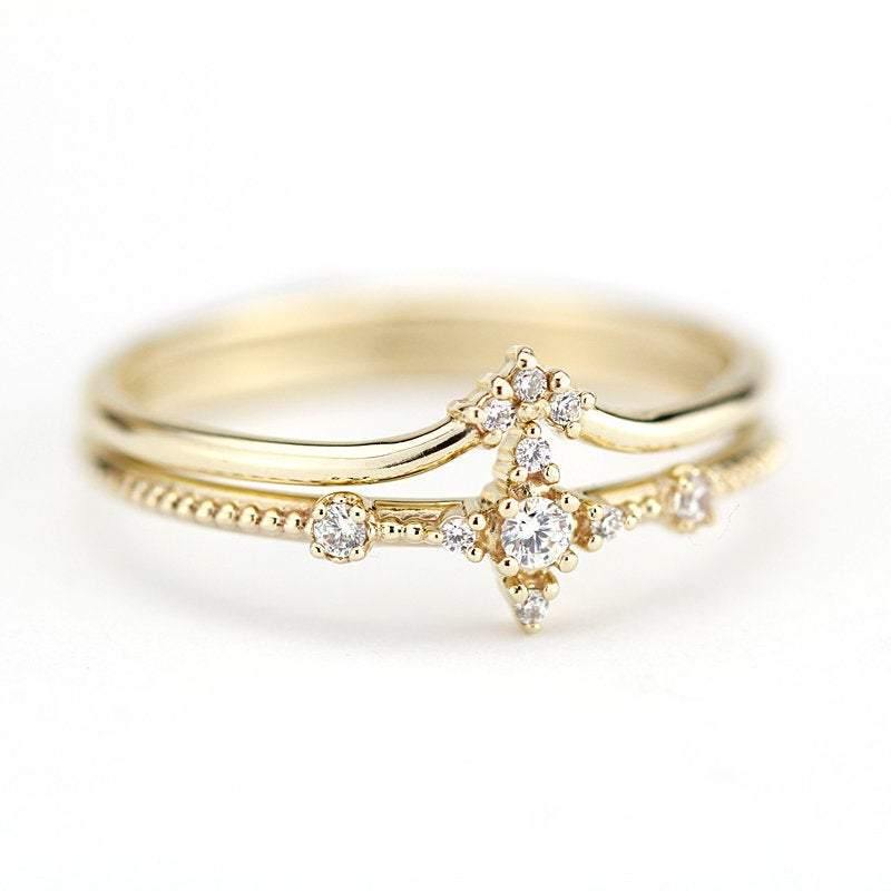 wedding ring set, diamond ring, diamond ring, wedding rings, engagement ring, promise ring, wedding band, chevron band | R 214 R 215 WD - NOOI JEWELRY