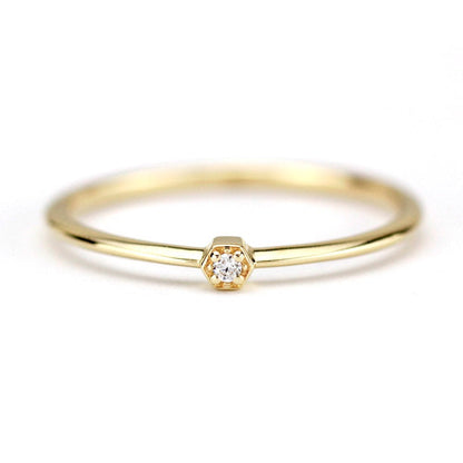 Engagement ring simple small diamond band | Hexagonal diamond ring engagement - NOOI JEWELRY