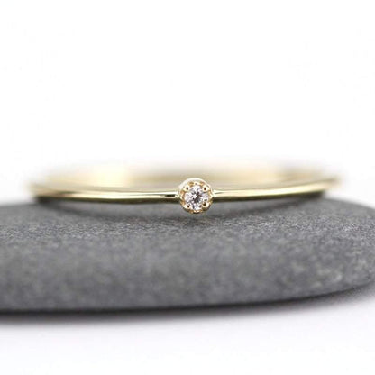 minimalist ring, engagement ring, dainty ring, simple ring diamond, dainty ring diamond, simple ring, diamond ring, girlfriend gift R 223WD - NOOI JEWELRY