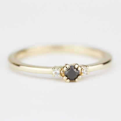 diamond ring, black diamond ring, simple engagement ring, minimalist engagement ring, engagement ring, dainty, delicate engagement ring - NOOI JEWELRY