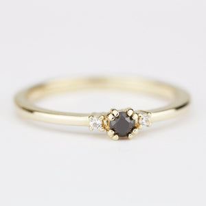 diamond ring, black diamond ring, simple engagement ring, minimalist engagement ring, engagement ring, dainty, delicate engagement ring - NOOI JEWELRY