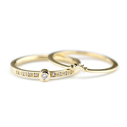 engagement ring set, diamond wedding rings, bridal wedding set, wedding ring, nesting wedding ring set, wedding ring set, Wedding set | R146 R173WD - NOOI JEWELRY