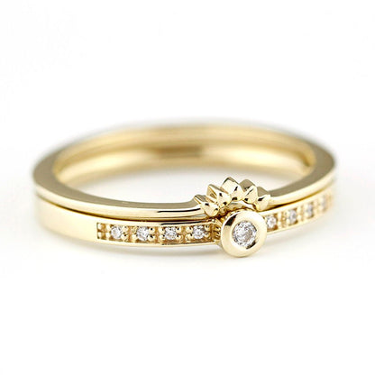 engagement ring set, diamond wedding rings, bridal wedding set, wedding ring, nesting wedding ring set, wedding ring set, Wedding set | R146 R173WD - NOOI JEWELRY
