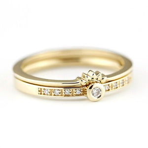 engagement ring set, diamond wedding rings, bridal wedding set, wedding ring, nesting wedding ring set, wedding ring set, Wedding set | R146 R173WD - NOOI JEWELRY