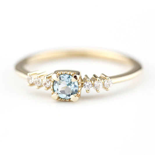 sky blue topaz and diamond engagement ring R 220SKY - NOOI JEWELRY