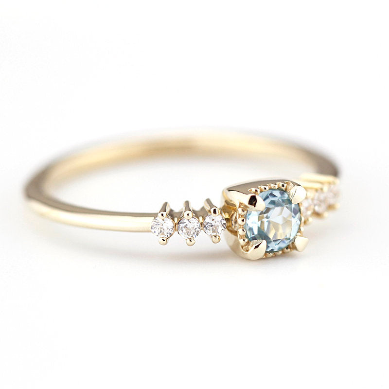 sky blue topaz and diamond engagement ring R 220SKY - NOOI JEWELRY