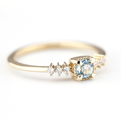 sky blue topaz and diamond engagement ring R 220SKY - NOOI JEWELRY