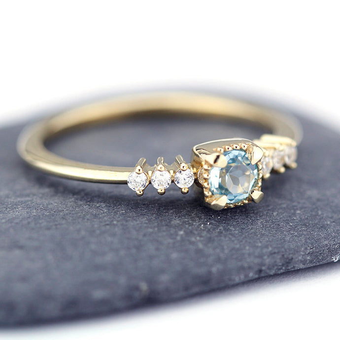sky blue topaz and diamond engagement ring R 220SKY - NOOI JEWELRY