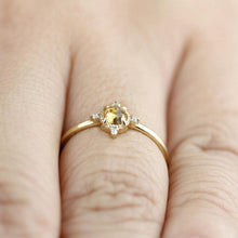 Load image into Gallery viewer, delicate engagement ring citrine and diamonds, rose cut citrine ring and diamonds - NOOI JEWELRY