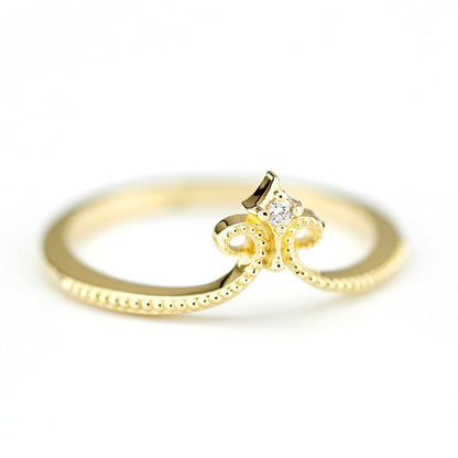 diamond wedding ring, 18K curved wedding band, curved ring 18K gold, crown wedding ring, wedding ring set, nesting rings, curved band - NOOI JEWELRY