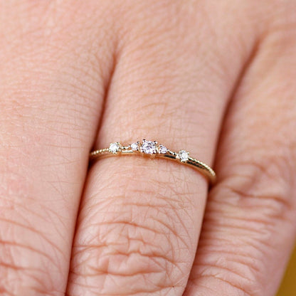 Thin diamond wedding band for women simple | diamond wedding bands stackable - NOOI JEWELRY